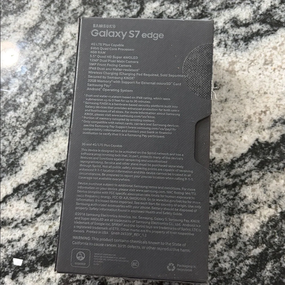 MINT Samsung Galaxy S7 Edge SM-G935P - 32GB Black (Sprint) - Original Box & Accs